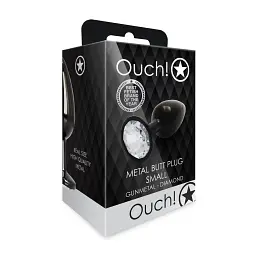 Анальна пробка Ouch! Round Gem Butt Plug S, 6.9 см (чорний) - мініатюра 8