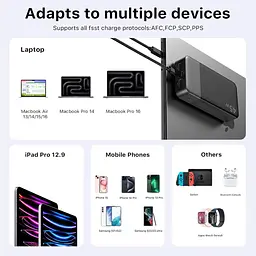 Повербанк NOBIS Power Bank, портативний зарядний пристрій потужністю 45 Вт 20000 мА·год, швидке заряджання USB C, 4-портовий зовнішній - мініатюра 5