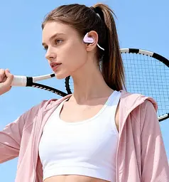 Навушники Langsdom кісткові бездротові BE24 з памʼяттю 16GB MP3 плеєром Bluetooth та шумоподавленням для бігу і спорту Фіолетовий - мініатюра 3