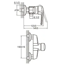 Змішувач HM Ø40 для душу AQUATICA HM-1D131C (9736300) - мініатюра 2