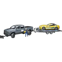 Джип Bruder Dodge RAM 2500 з причепом-евакуатором і родстером (02504) - мініатюра 1