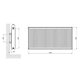 Радіатор сталевий Thermo Alliance 22 тип 600x1200 бічне підключення - мініатюра 2