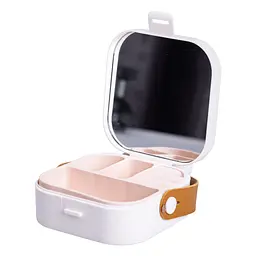 Міні-скринька для прикрас Mini Box з дзеркалом 9х9х3,8 см пластикова, білий Yiwu HP-5-27W - мініатюра 10