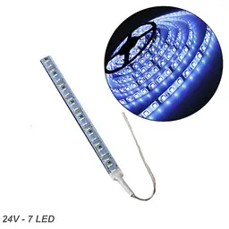 Стрічка діодна алюміній 24V - 8 см - 1А 7LED - у силіконі ефект суцільної стрічки Синє світло (5630)