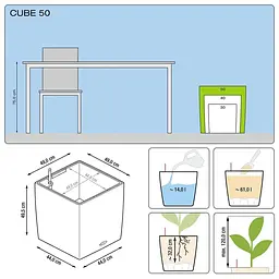Вазон Lechuza Cube Premium 50 срiбний металік (16568) - мініатюра 2