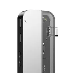 Мультипортовий адаптер USB Хаб Baseus Multi-Functional Transparent Series Type-C CAHUB-TD0G Deep Gray - мініатюра 7