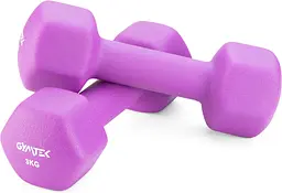 Гантелі для фітнесу неопренові Gymtek Hex 2х3кг фіолетовий