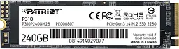 SSD накопичувач 240GB Patriot P310 M.2 2280 PCIe NVMe 3.0 x4 TLC (P310P240GM28)