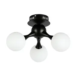 Потолочна люстра LED Levistella 7529817-3 BK+WH, 40W, чорний метал, біле скло, сучасний стиль для дому