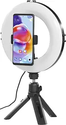 Трипод смартфону Smart-80 V2 кулястий 9.5cм Bluetooth зі світлодіодним кільцем чорний Hama teh0012961 - мініатюра 9