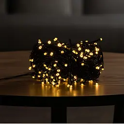 Новорічна гірлянда кімнатна нитка GarlandoPro 18 м 180 LED чорний дріт Жовте світло W180LED18MBY