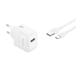 Зарядний пристрій XO L135 18W/1 USB + Type-C White