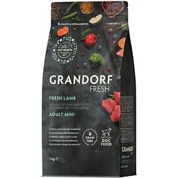Сухий беззерновий корм для дорослих собак малих порід Grandorf Fresh Lamb & Sweet Potato Adult Dog Mini  з ягням та бататом 1 кг