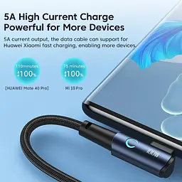 Кабель ігровий Toocki U-подібний 180 USB Type-C to Lightning PD 20W кутовий 1.2 м - мініатюра 3