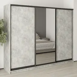 Шафа-купе тридверна MebelStar Комбо BG 2ДСП/Дзеркало 260x60x210 см Бетон (MBS-9146)