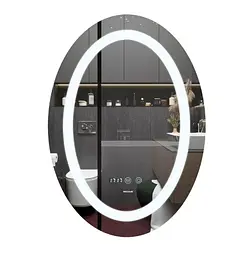 Дзеркало Mixxus PLAIN MV02-60x80 з LED Touch, Anti-fog, димером, регулюванням яскравості, годинником (MI6933) - мініатюра 1