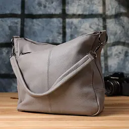 Зручна жіноча сумка з двома ремінцями із натуральної шкіри Vintage 23054 сіра - мініатюра 10