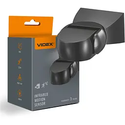 Датчик руху та освітленості VIDEX, 20V 1200W IP65 інфрачервоний чорний (VL-SPW15B)
