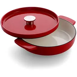 Сотейник KitchenAid чавунний з кришкою 26 см 2.77 л червоний (CC009009-001) - мініатюра 2