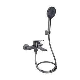 Змішувач для ванни Qtap Vlasta New (з душовим гарнітуром) QTVLA259GMB45643 Gunmetal Black PVD Шліфований чорний хром