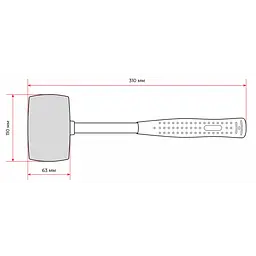Киянка INTERTOOL HT-0235, біла гумова головка 80 мм, металева ручка, вага 680 г - мініатюра 7