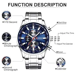 Чоловічий наручний класичний годинник Curren Pacific (Сріблястий) - мініатюра 3