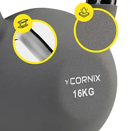 Гиря металева Cornix 16 кг з вініловим покриттям XR-0438 Grey/Black - мініатюра 2