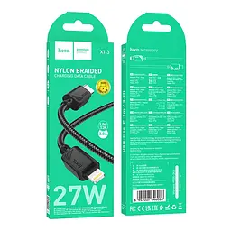 Кабель синхронизации Hoco X113 Nylon braided PD27W/3A Type-C to Lightning 1m Black (36774_3609171) - миниатюра 2