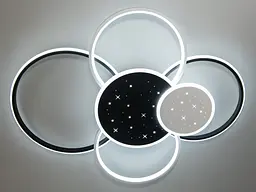 Люстра стельова LED Diasha 2448WH+BK dimmer 2448WH+BK, 115W, 6325 лм, біла+чорна, сучасний стиль для вітальні, кухні, офісу - мініатюра 3