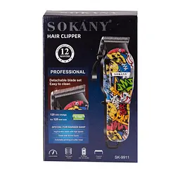 Машинка для стрижки волосся Sokany SK-9911 акумуляторна з насадками, графіті Sokany SK9911 - мініатюра 6