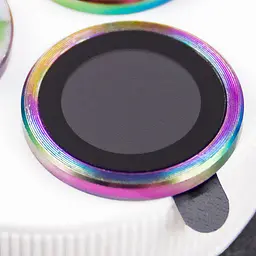 Захисне скло Metal Classic на камеру (у упак.) для Apple iPhone 14 Pro (6.1) / 14 Pro Max (6.7) Бузковий / Rainbow - мініатюра 7