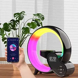 Настільна смарт лампа-нічник з бездротовою зарядкою та Bluetooth-колонкою G-Smart HM-2309 7в1 (Чорна) - мініатюра 5