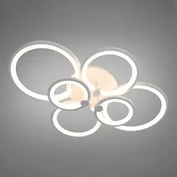 Стельова LED-люстра Diasha 8022/6WH 110W, 6 кілець, 3 кольори світла, Ø58×80 см, диммер, пульт