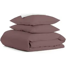 Комплект постільної білизни Cosas євро з простирадлом на резинці MOUSSE 200 x 220 см (Ranfors_Chocolate_El-White_200)