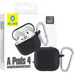 Чохол Blueo Liquid Silicone Case+Carbine для AirPods 4 Black (B44-A4BLK) [120741] - мініатюра 2