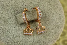 Сережки підвіски дитячі Xuping Jewelry корона 1,9 см золотисті
