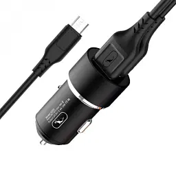 Автомобільний зарядний пристрій SkyDolphin SZ02V Aluminium (2USB, 2.4A) Black (AZP-000073) + кабель microUSB - мініатюра 2