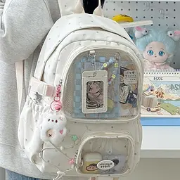 Стильний рюкзак Білий з прозорими відсіками Stylish Backpack White 40x29 см - мініатюра 2
