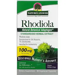 Родіола Nature's Answer Rhodiola 100 мг 60 вегетаріанських капсул - мініатюра 2