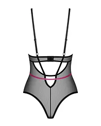 Боді Obsessive Novenes teddy, XS/S, прозоре, чашки на кісточках, декор у вигляді стрічок - мініатюра 7