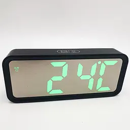 Електронні настільні Led годинник дзеркальний з будильником та термометром електронний часник настільний UKC DT-6508 чорний - мініатюра 8