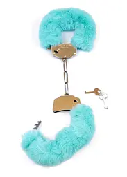 Наручники Fetish B - Series Furry Cuffs (блакитний) - мініатюра 2