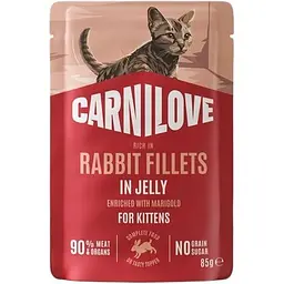 Вологий корм для котів Carnilove Jelly Rabbit with Marigold кролик і календула в желе 85 г