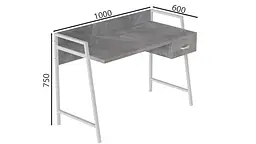 Письмовий стіл Ferrum-decor 750x1000x600 Білий метал ДСП Бетон 32 мм (FRD-103442) - мініатюра 2