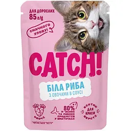 Вологий корм Catch! з білою рибою та овочами в соусі, для дорослих котів 85 г