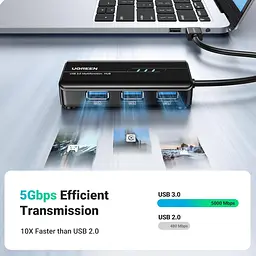 Мережевий адаптер / хаб Ugreen USB 3.0 - 3хUSB 3.0 + RJ45 Ethernet 1000Mbps (20265) - мініатюра 5