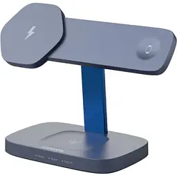 Зарядний пристрій Canyon wireless charger HEXAGON WCS-310 3in1 DarkGrey/Blue (CNS-WCS310DGBL) - мініатюра 2