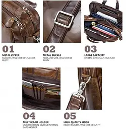 Чоловічі шкіряні сумки 14769 Vintage коричневий - мініатюра 4