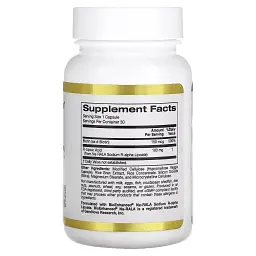 R-Ліпоєва Кислота California Gold Nutrition Stabilized R-Lipoic Acid 30 вегетаріанських капсул - мініатюра 2