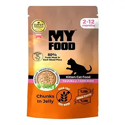 Вологий корм Hermos My Food Для кошенят шматочки в желе з куркою 85 г